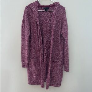 Tahari Women's Medium Open Front Hooded Cardigan Sweater